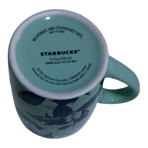 Starbucks 10oz Mug 2021 Mint Green Ceramic Coffee Cup Leaf Plant Design - Picture 4 of 7